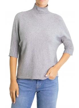 Maglioncino tinta unita collo alto manica 3/4 